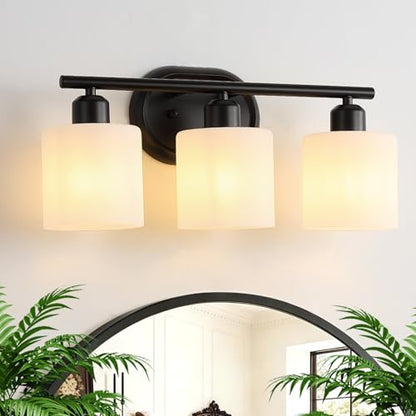 Bathroom Vanity Light with Milky White Frosted Glass Shades
