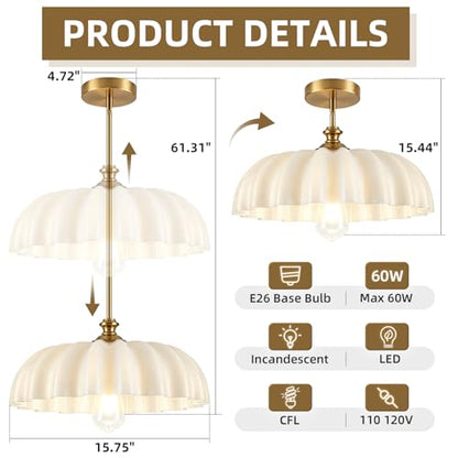 Flower Gold Chandelier (Milk White)