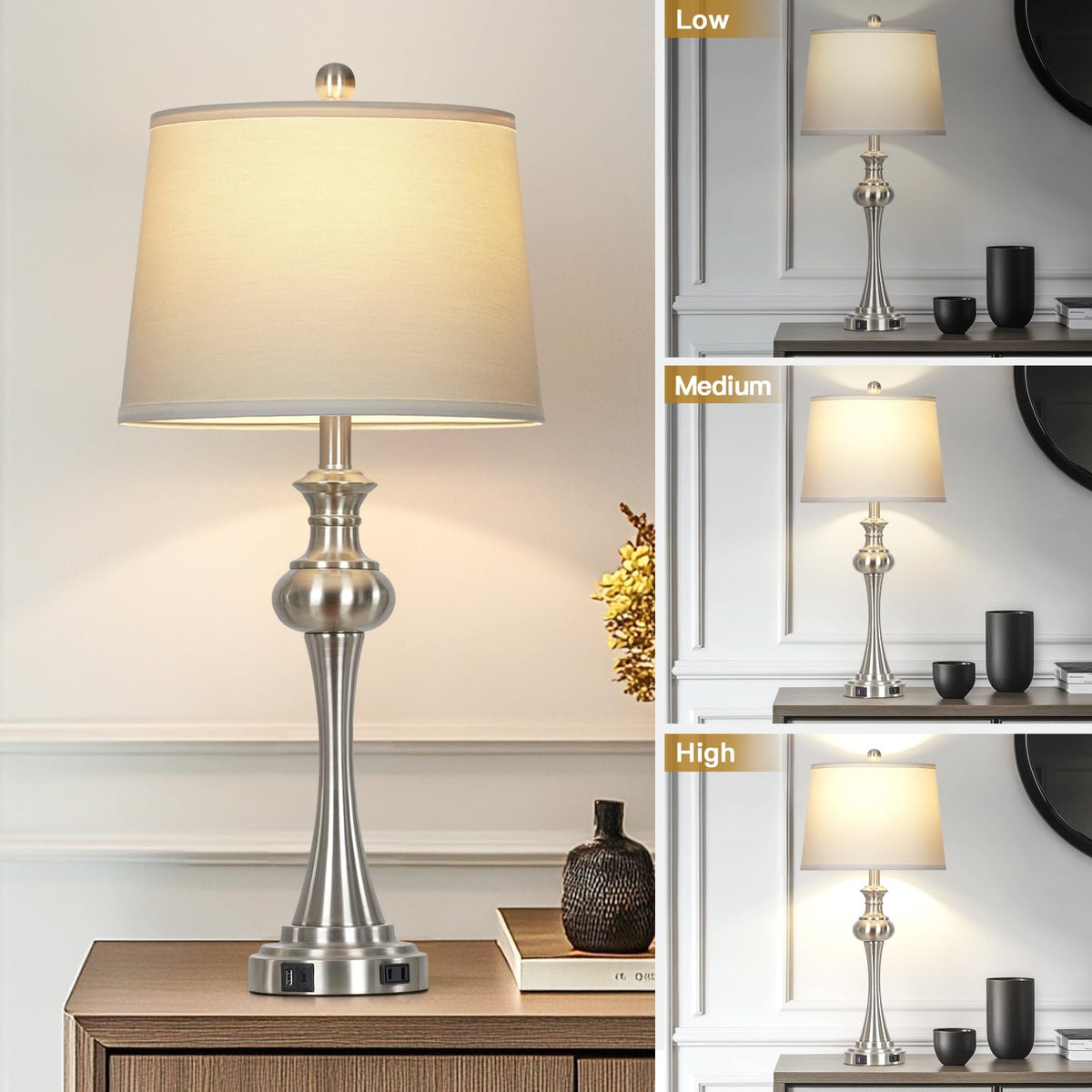 Silver Table Lamps Set of 2 (Silver-set of 2)