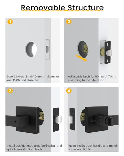 Matte Black Privacy Door Handle Interior (Matte Black)