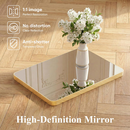 Bathroom Wall Mirror (Gold-round Corner / 30"L x 40"W)