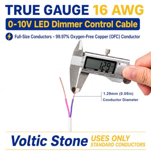 16/2 0-10V Dimming Dimmer LED Switch Wire, Full-Size 16 AWG Solid Bare Copper Control Cable, ETL Listed CL3P Plenum Rated Flame-Retardant, Pink & Purple, for 0–30V Low Voltage System