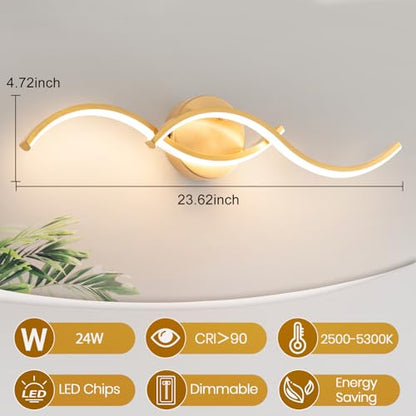 Brushed Nickel Curved 5CCT Bathroom Vanity Light Fixture Over Mirror