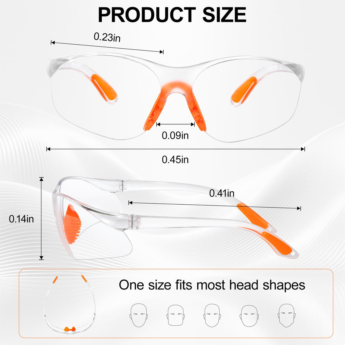 80 Pack Anti Fog Safety Glasses Bulk (Orange Nose Bridge)