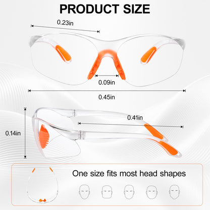 80 Pack Anti Fog Safety Glasses Bulk (Orange Nose Bridge)