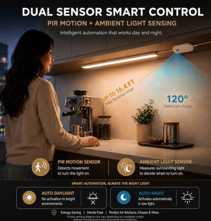 Plug in Under Cabinet Lighting Motion Sensor 1200LM Dimmable 3CCT