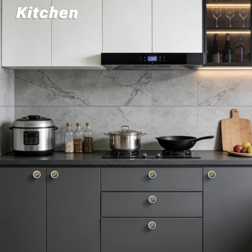 4 Pack Colorful Wildflowers Cabinet Knobs for Kitchen Bathroom