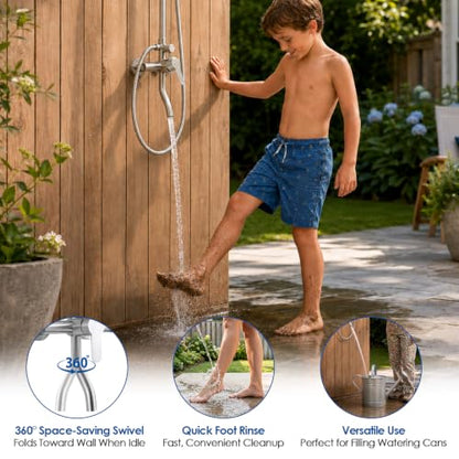 Outdoor Shower System with Hot and Cold Valve