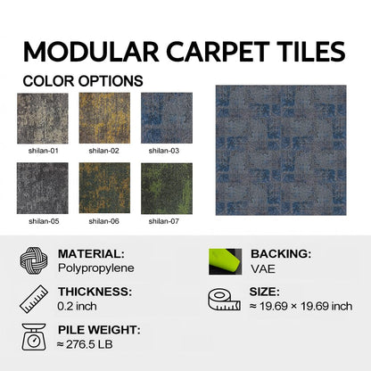 24 Carpets 20x20 inch Square Carpet Tiles (Blue Grey Stone Pattern-03)