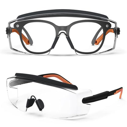 Anti fog Safety Glasses Over Glasses (Black&orange)