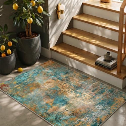 Area Rug 2x3 Washable Non Slip Green (Green / 2' x 3' (Rectangular))
