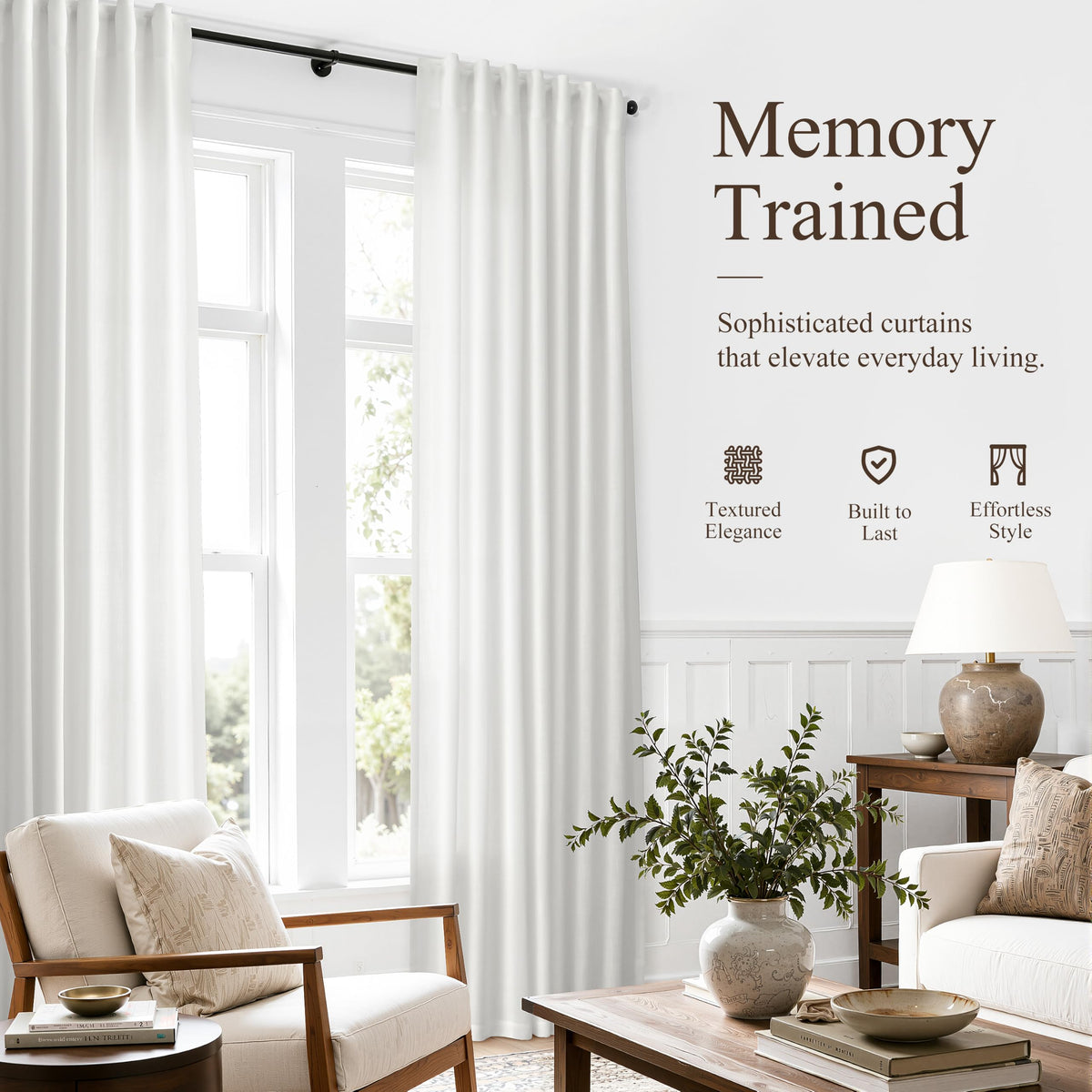 Off White Linen Curtains 120 Inches Long for Living Room 2 Panels (Off White / 52"W x 120"L (Pack of 2))