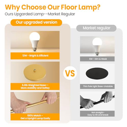 Floor Lamp with Remote Control Dimmable for Living Room and Bedroom