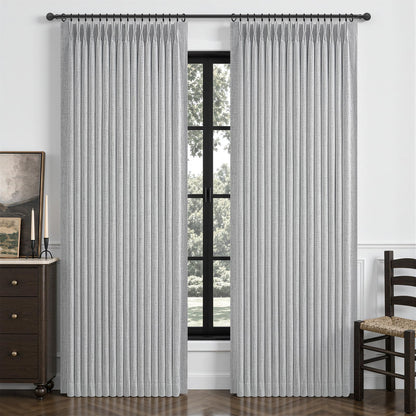 Extra Long 108 Inch Pinch Pleated Blackout Curtains 2 Panels (Lightgrey / 50"W x 108"L (Pack of 2))
