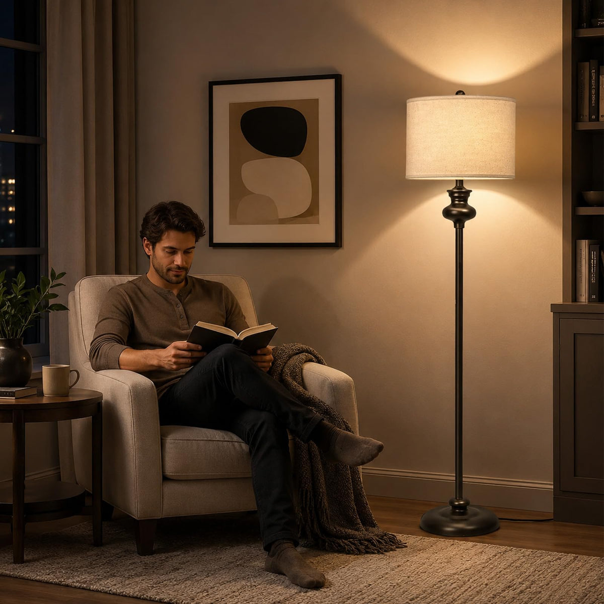 Floor Lamp Standing Lamp for Living Room (Brown Style 01)