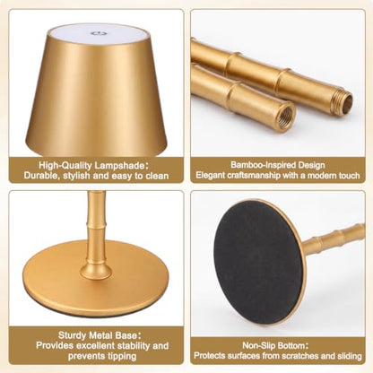 2 Pcs 14.5" Luxury Gold Bamboo Floor Lamp Metal Bamboo