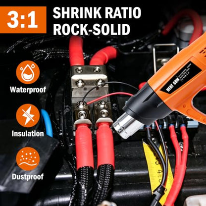 300 PCS Solder Seal Wire Connectors with 1800W Heat Gun Kit Overheat Protection Waterproof Heat Shrink Wire Connectors