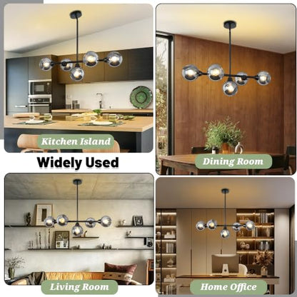 Large Linear Chandeliers for Dining Room Extra Long Linear Chandelier with Open Glass Lampshade Sputnik Goble Glass Chandelier