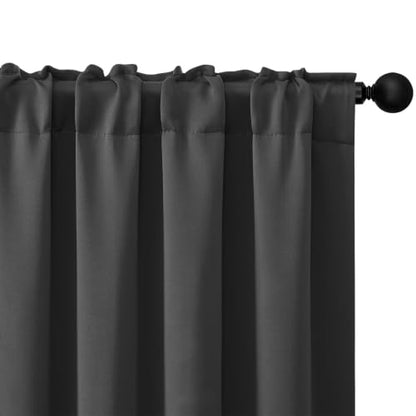 4 Panels Rod Pocket Blackout Window Curtains for Bedroom