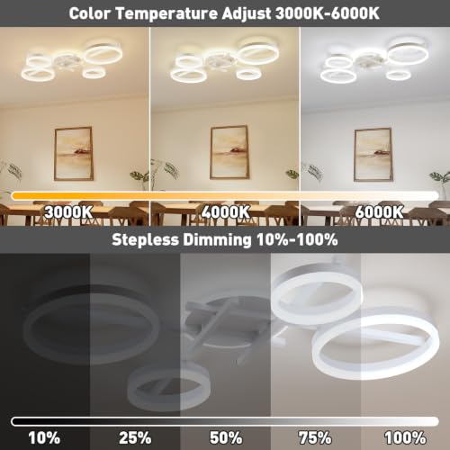 5 Ring LED Dimmable Modern Ceiling Light Fixture