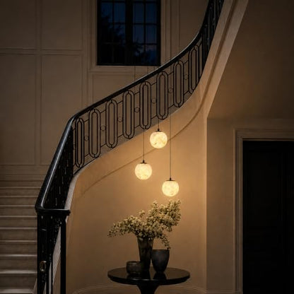 Black Alabaster High Ceiling Chandelier