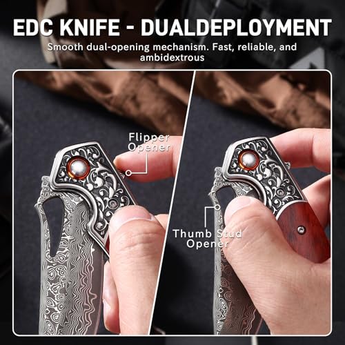 Damascus Pocket Knife for Men