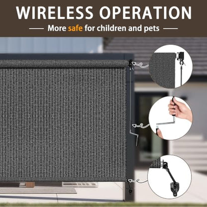 Outdoor Roller Shades for Patio (Grey / 96"W x 96"H)