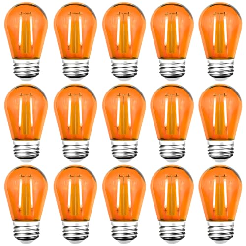 S14 LED Shatterproof 2 Watt String Light Bulbs Plastic Waterproof E26 Base Filament Edison Outdoor Replacement Christmas Light Bulbs