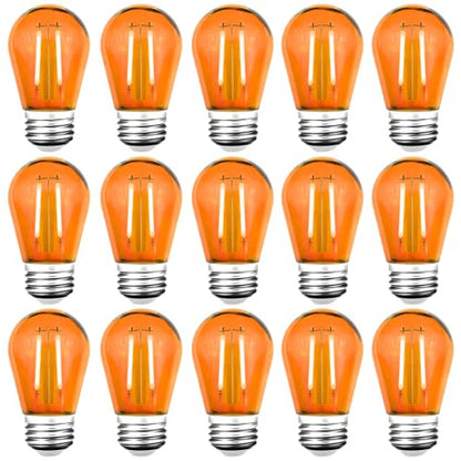 S14 LED Shatterproof 2 Watt String Light Bulbs Plastic Waterproof E26 Base Filament Edison Outdoor Replacement Christmas Light Bulbs