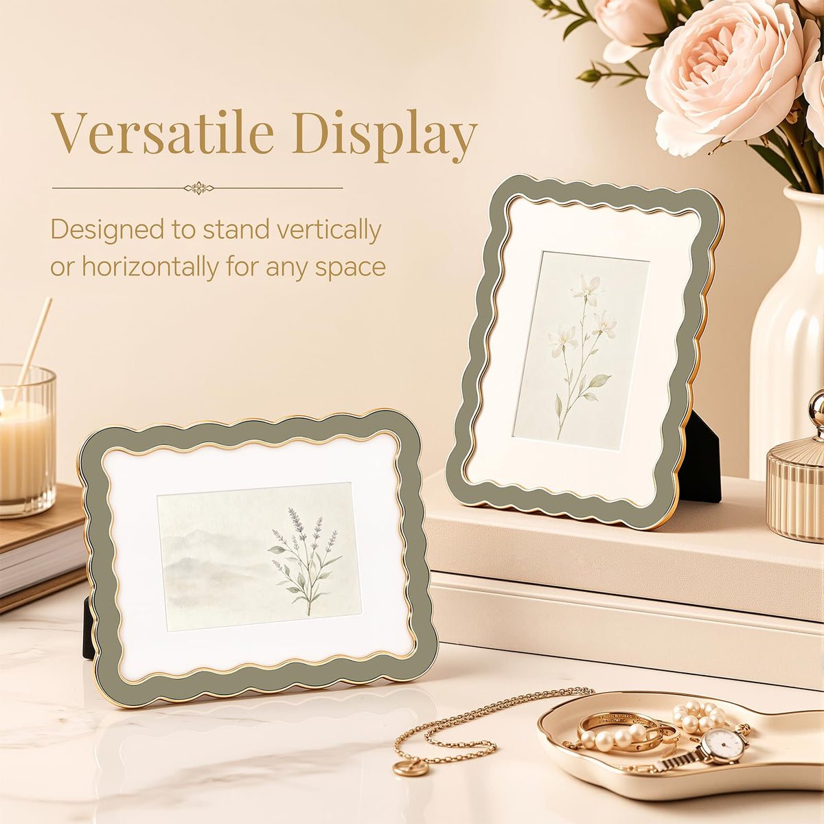 8x10 Scalloped Wavy Metal Picture Frame (Universal Khaki / 8x10)
