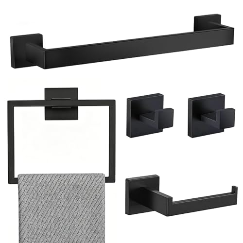 5 Piece Bathroom Hardware Set Stainless Steel Towel Ring Holder