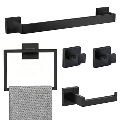 5 Piece Bathroom Hardware Set Stainless Steel Towel Ring Holder