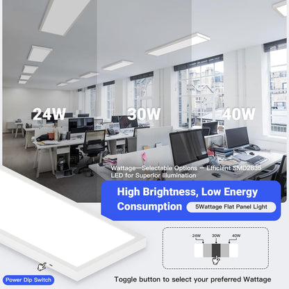 1x4 LED Flat Panel Light (White / 1x4FT 2Pack)