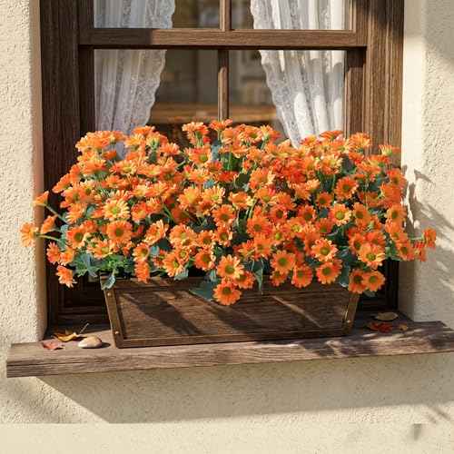 Artificial Mums for Outdoors Fall Decor (B-orange / 10.6 inch)