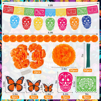 60Pcs Day of the Dead Decor (Orange)