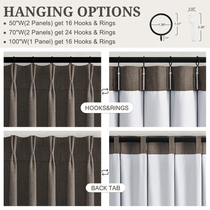 Extra Long 108 Inch Pinch Pleated Blackout Curtains 2 Panels (Chocolatetart / 50"W x 108"L (Pack of 2))