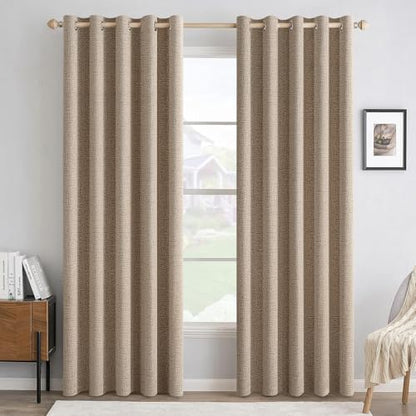 100% Blackout Linen Curtains for Bedroom 62x96 Inches Copper Brown (Copper Brown / 62"W x 96"L (Pack of 2))