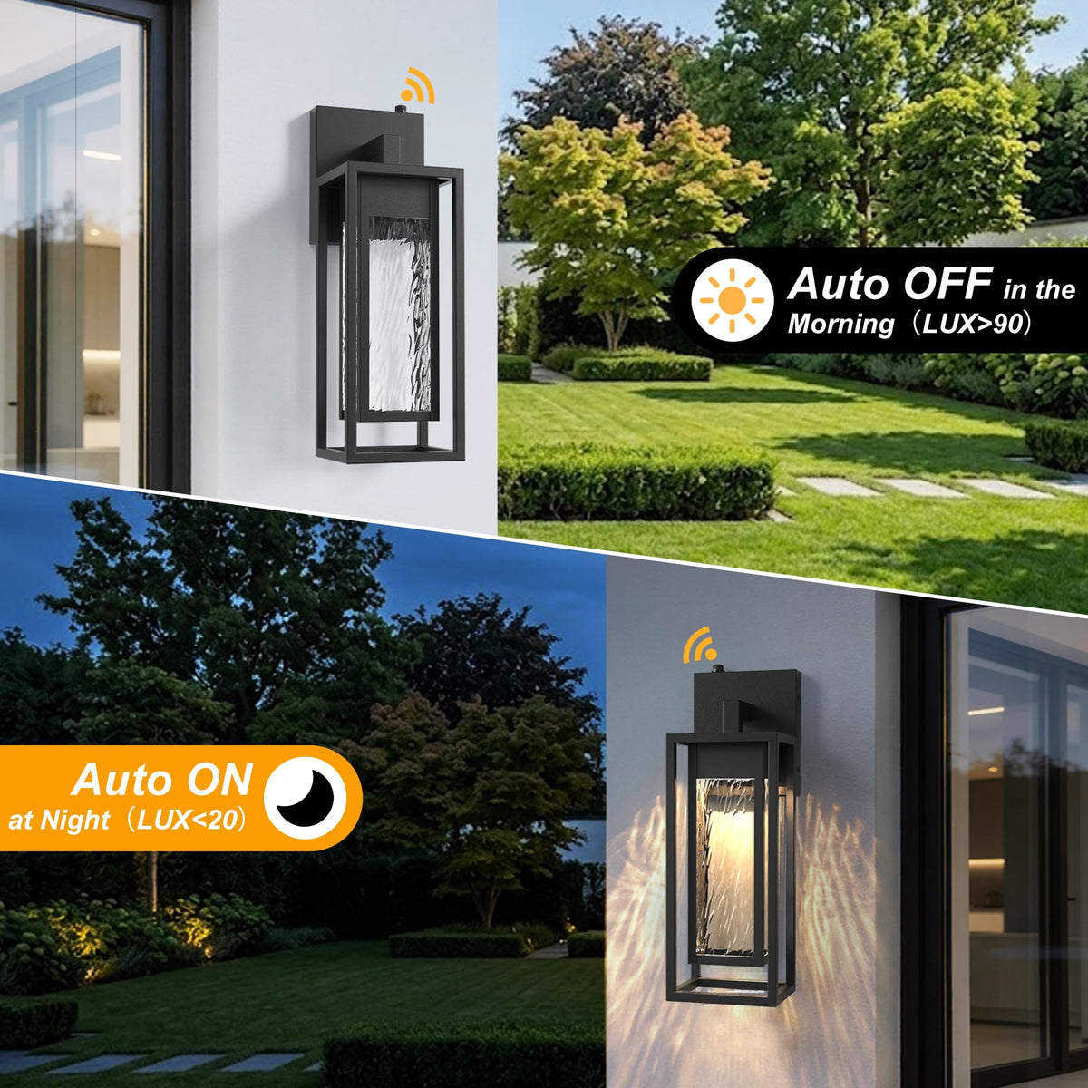 2 Pack LED Outdoor Wall Light (Black(Dusk to Dawn Sensor))