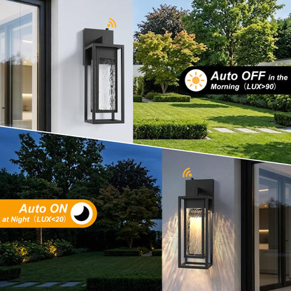 2 Pack LED Outdoor Wall Light (Black(Dusk to Dawn Sensor))
