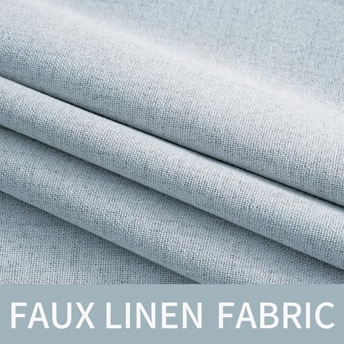 100% Blackout Linen Curtains for Bedroom 52x108 Inches Chambray Blue (Chambray Blue / 52"W x 108"L (Pack of 2))