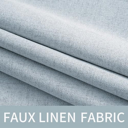 100% Blackout Linen Curtains for Bedroom 52x108 Inches Chambray Blue (Chambray Blue / 52"W x 108"L (Pack of 2))