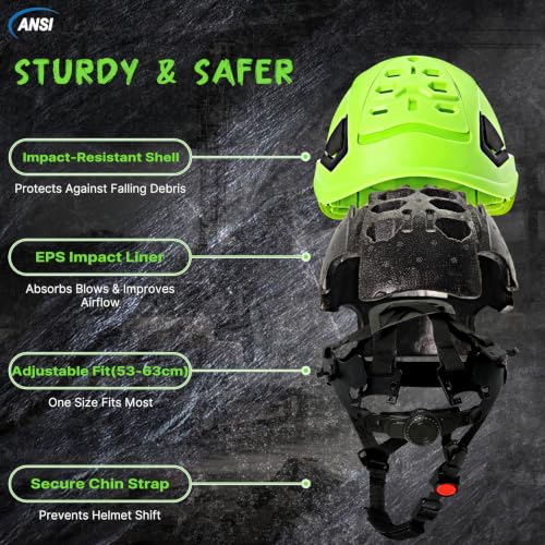 Type 2 Hard Hat with Clear Visor and Chin Strap (Green Hard Hat with Visor)