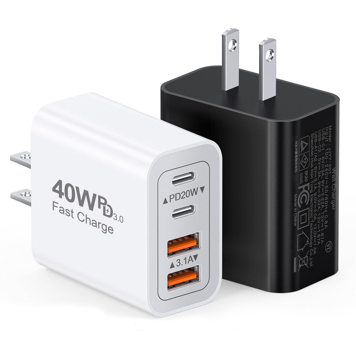 2Pack] 40W USB C Charger Block (2Pack White+Black / 40W)