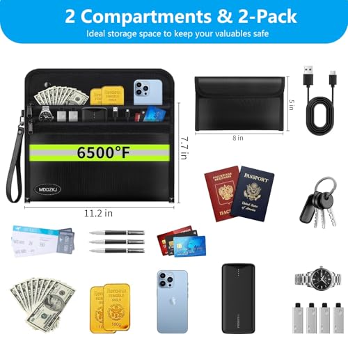 Upgraded 3 Pockets Fireproof Document Bag