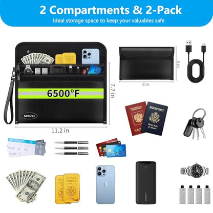 Upgraded 3 Pockets Fireproof Document Bag