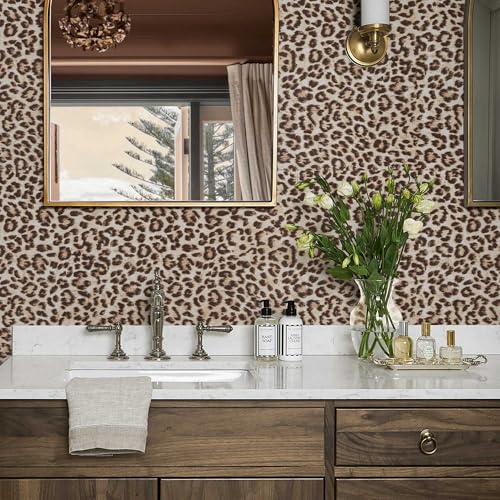 Cheetah Print Wallpaper Room Decor Brown Leopard Peel and Stick Wallpaper