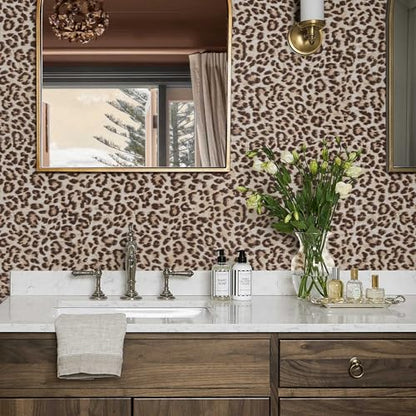 Cheetah Print Wallpaper Room Decor Brown Leopard Peel and Stick Wallpaper
