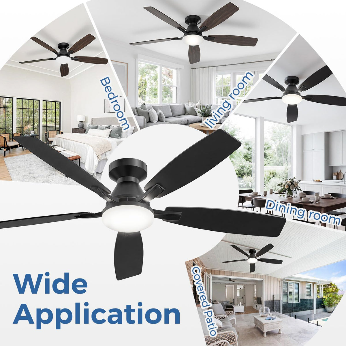 42 Inch Ceiling Fans with Lights (Black&Wood Grain / 42 Inch)