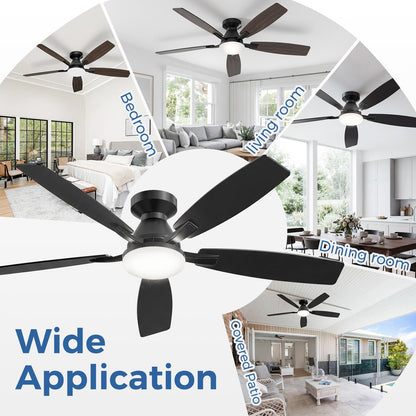 42 Inch Ceiling Fans with Lights (Black&Wood Grain / 42 Inch)