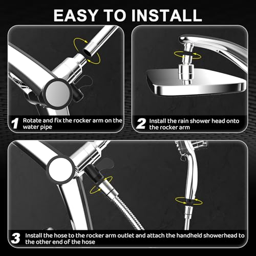 12 Inch High Pressure Rain Shower Head with Handheld Spray Combo (Chrome)